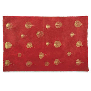 Black Ink Nepalese Gold Bodhi Paper - Red/Gold, 20" x 30"