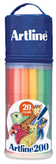 Artline 200 Writing Pen, Wallet set of 20 - 0.4 mm Tip, Assorted Colors, Wallet, Set of 20