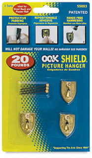 OOK Repositioning Shield Hanger Pack - 20 lb Capacity Pkg of 3