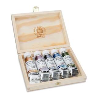 Schmincke Horadam Aquarell Artist Watercolor - Set of 5, Tundra, Supergranulation, Wood Box, 15 ml, Tubes