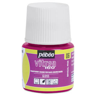 Pebeo Vitrea 160 Glass Paint - Bengal Pink, Glossy, 45 ml bottle