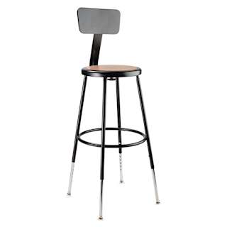 National Public Seating Corp Adjustable Stool with Backrest - Black, 25" to 33"