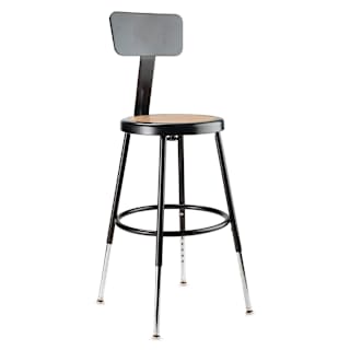 National Public Seating Corp Adjustable Stool with Backrest - Black, 19" to 27"