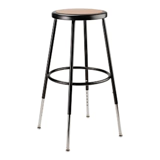 National Public Seating Corp. Adjustable Stool - Without Backrest, Black, 25" to 33"