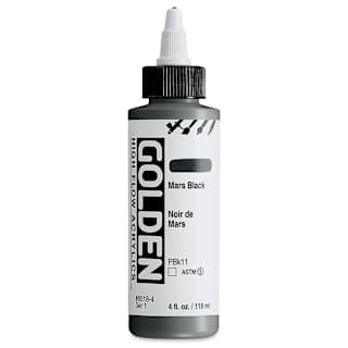 Golden High Flow Acrylics - Mars Black, 4 oz bottle