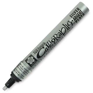 Sakura Pen Touch Calligrapher Pen - Medium Point, 5 mm, Metallic Silver