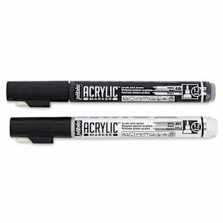Pebeo Acrylic Marker - Set of 2, Black and White, 1.2 mm, Bullet Nib
