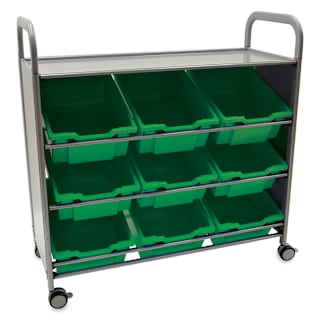 Gratnells Callero Plus Tilted Tray Cart - Grass Green