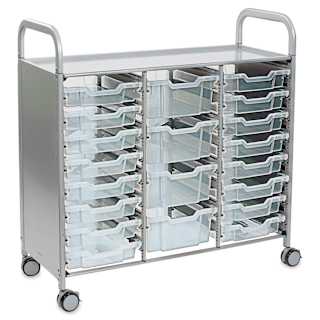 Gratnells Callero Plus Cart - Treble Cart, 16 Shallow and 4 Deep Trays, Translucent