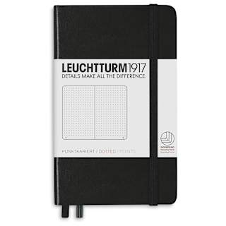 Leuchtturm1917 Dotted Hardbound Notebook - Black, 3-1/2" x 6"