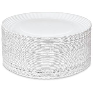 Uncoated Paper Plates - 9" Dia, Pkg of 250