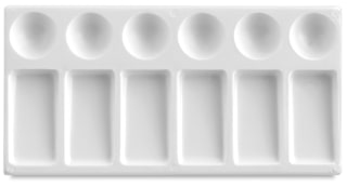 Richeson Plastic Palette Tray - Large, 6 Slanted Wells, 6 Round Wells