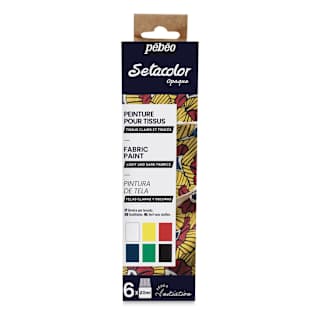 Pebeo Setacolor Fabric Paint - Opaque Assorted Colors, Set of 6