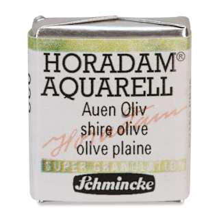 Schmincke Horadam Aquarell Artist Watercolor - Shire Olive, Supergranulation, Half Pan