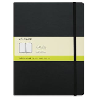 Moleskine Classic Hardcover Notebook - Black, Blank, 9-3/4" x 7-1/2"