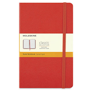 Moleskine Classic Hardcover Notebook - Scarlet Red, Ruled, 8-1/4" x 5"