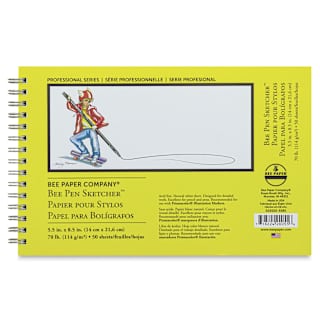 Bee Paper Pen Sketcher's Wirebound Pad - 5-1/2" x 8-1/2", Landscape, 50 Sheets