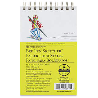 Bee Paper Pen Sketcher's Wirebound Pad - 3-1/2" x 5-1/2", Top Bound, 50 Sheets