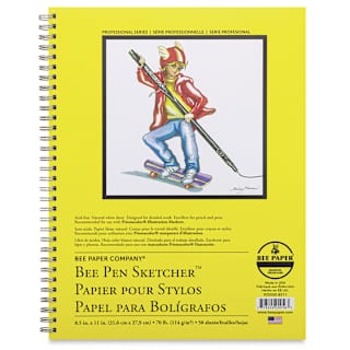 Bee Paper Pen Sketcher's Wirebound Pad - 11" x 8-1/2", Portrait, 50 Sheets