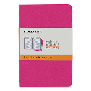 Moleskine Cahier Journals - 5-1/2" x 3-1/2", Ruled, Kinetic Pink, Pkg of 3