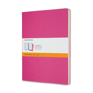 Moleskine Cahier Journals - 9-3/4" x 7-1/2", Ruled, Kinetic Pink, Pkg of 3