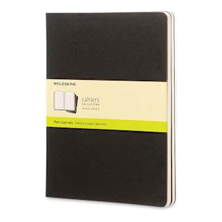 Moleskine Cahier Journals - 9-3/4'' x 7-1/2'', Black, Blank, Pkg of 3