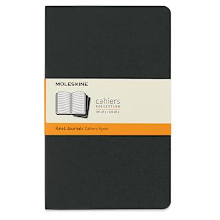 Moleskine Cahier Journals - 8-1/4" x 5", Black, Ruled, Pkg of 3
