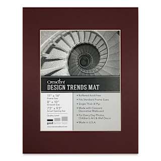 Crescent Pre-Cut Mat - Maroon, 11" x 14" (7-1/2" x 9-1/2" Opening)