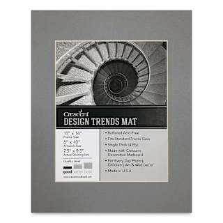 Crescent Pre-Cut Mat - Bar Harbor Gray, 11" x 14" (7-1/2" x 9-1/2" Opening)