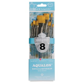 Royal Langnickel Aqualon Taklon Brush Set - Shader/Wash, Set of 8