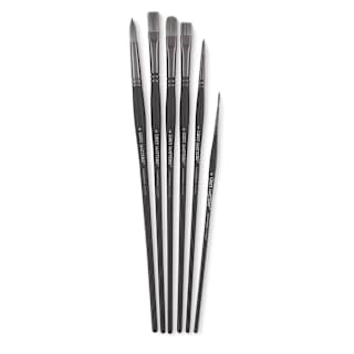 Richeson Grey Matters Synthetic Acrylic Brushes - Set of 6, Long Handle