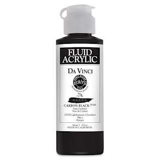 Da Vinci Fluid Acrylics - Carbon Black, 4 oz bottle