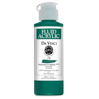 Da Vinci Fluid Acrylics - Phthalo Green, 4 oz bottle