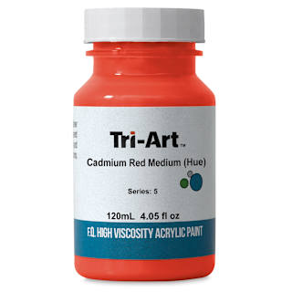 Tri-Art High Viscosity Artist Acrylic - Cadmium Red Medium Hue, 120 ml jar