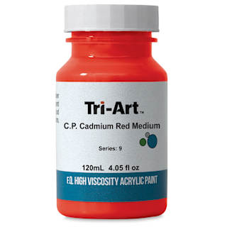 Tri-Art High Viscosity Artist Acrylic - C.P. Cadmium Red Medium, 120 ml jar