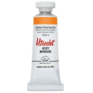 Utrecht Artists' Watercolor Paint - Cadmium Yellow Deep, 14 ml tube