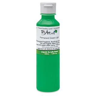 Tri-Art Liquid Artist Acrylics - Permanent Green Light, 120 ml bottle