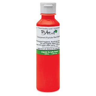 Tri-Art Liquid Artist Acrylics - Transparent Pyrrole Red Medium, 120 ml bottle