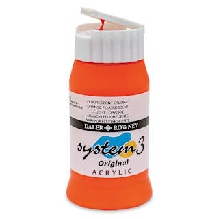 Daler-Rowney System3 Acrylic - Fluorescent Orange, 500 ml bottle