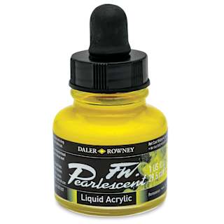 Daler-Rowney FW Acrylic Pearlescent Liquid Acrylic Artist's Ink - 1 oz, Hot Cool Yellow