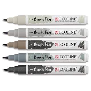 Royal Talens Ecoline Brush Marker Set - Set of 5, Grey Tones