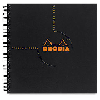 Rhodia Reverse Wirebound Notebook - Black, Graph, 8-1/4" x 8-1/4"