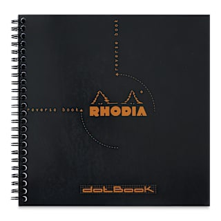 Rhodia Reverse Wirebound Notebook - Black, Dot Grid, 8-1/4" x 8-1/4"