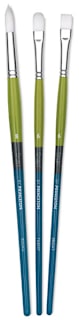 Princeton Snap! White Taklon Brush Set - Long Handle, Set of 3
