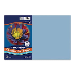 Pacon Tru-Ray Construction Paper - 12" x 18", Sky Blue, 50 Sheets