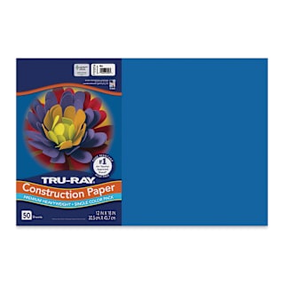 Pacon Tru-Ray Construction Paper - 12" x 18", Blue, 50 Sheets