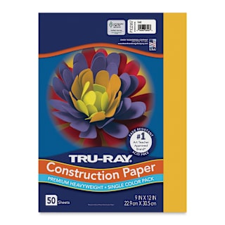 Pacon Tru-Ray Construction Paper - 9" x 12", Gold, 50 Sheets