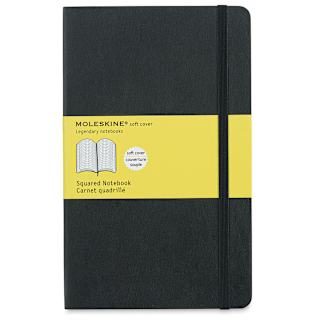 Moleskine Classic Soft Cover Notebook - Black, Gridded, 8-1/4" x 5"