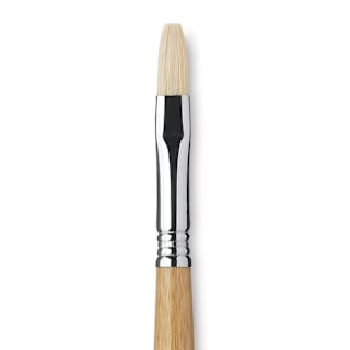 Escoda Clasico Chungking White Bristle Brush - Flat, Long Handle, Size 10