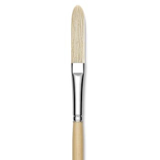 Utrecht Rhenish Pure Hog Bristle Brush - Extra Long Filbert, Size 6, Long Handle